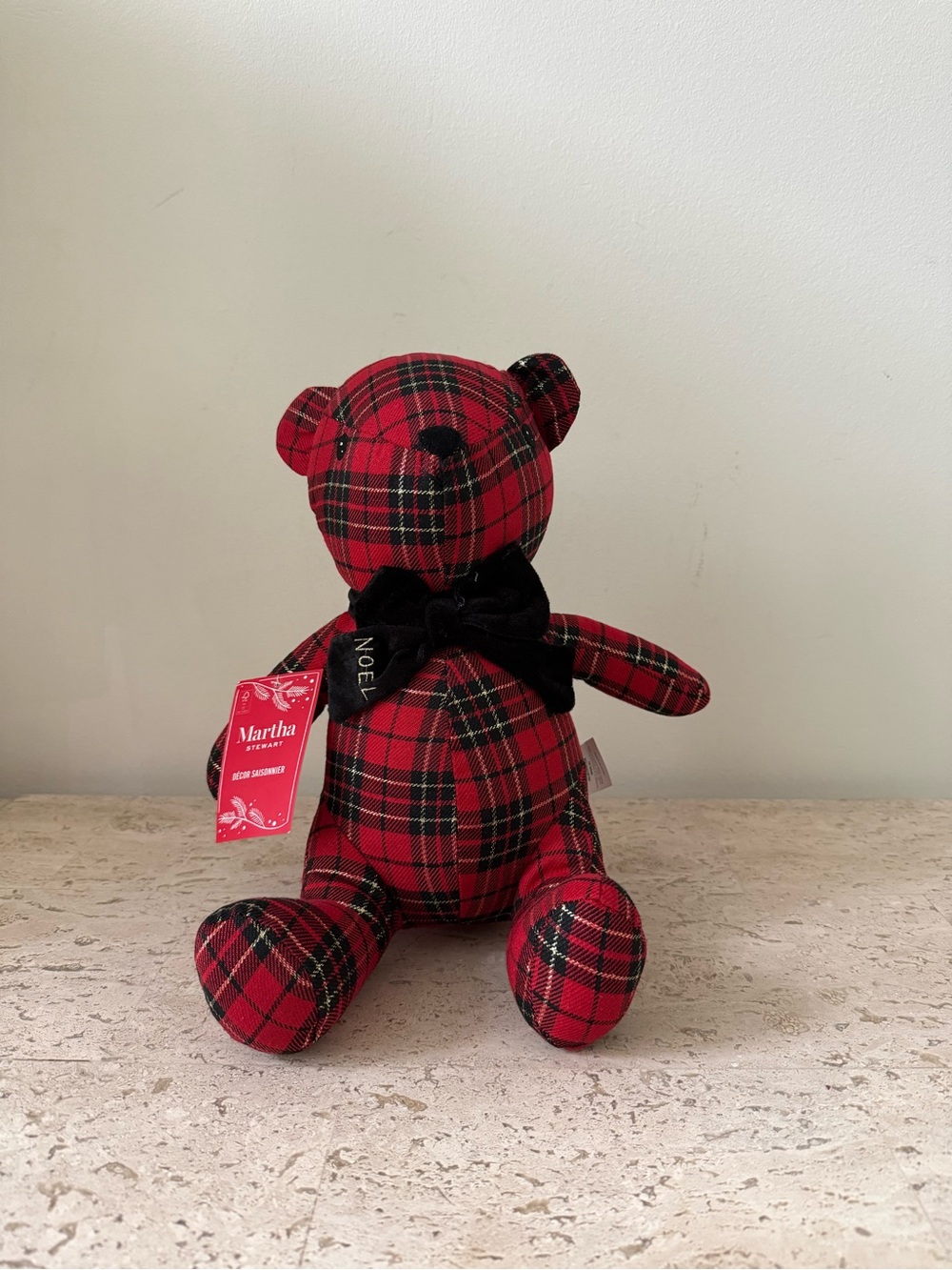 Martha Stewart Tartan Christmas Teddy Bear Red and Black